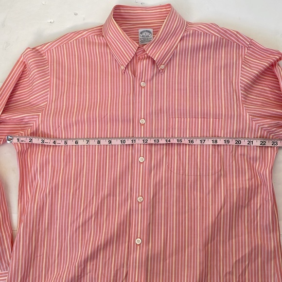 Brooks Brothers Orange Dress Non-Iron Stretch Shirt Slim Fit Large - Picture 10 of 13